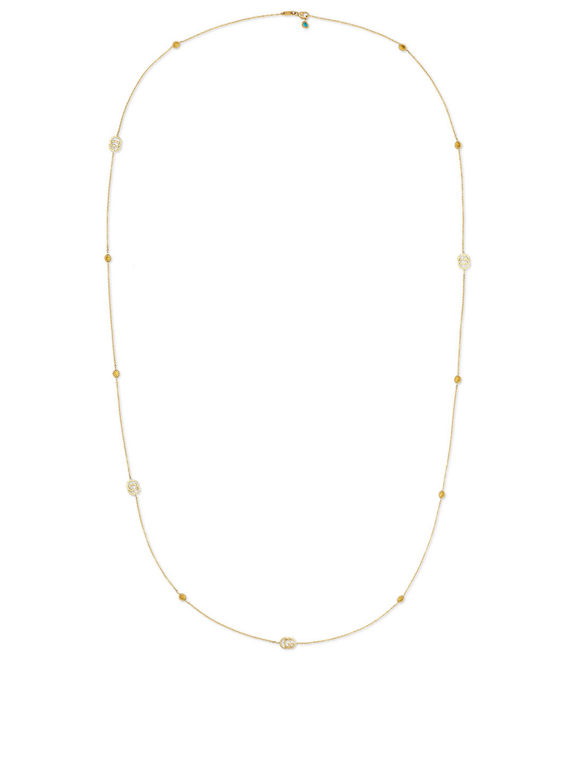 Double G 18K Gold Necklace With Topaz