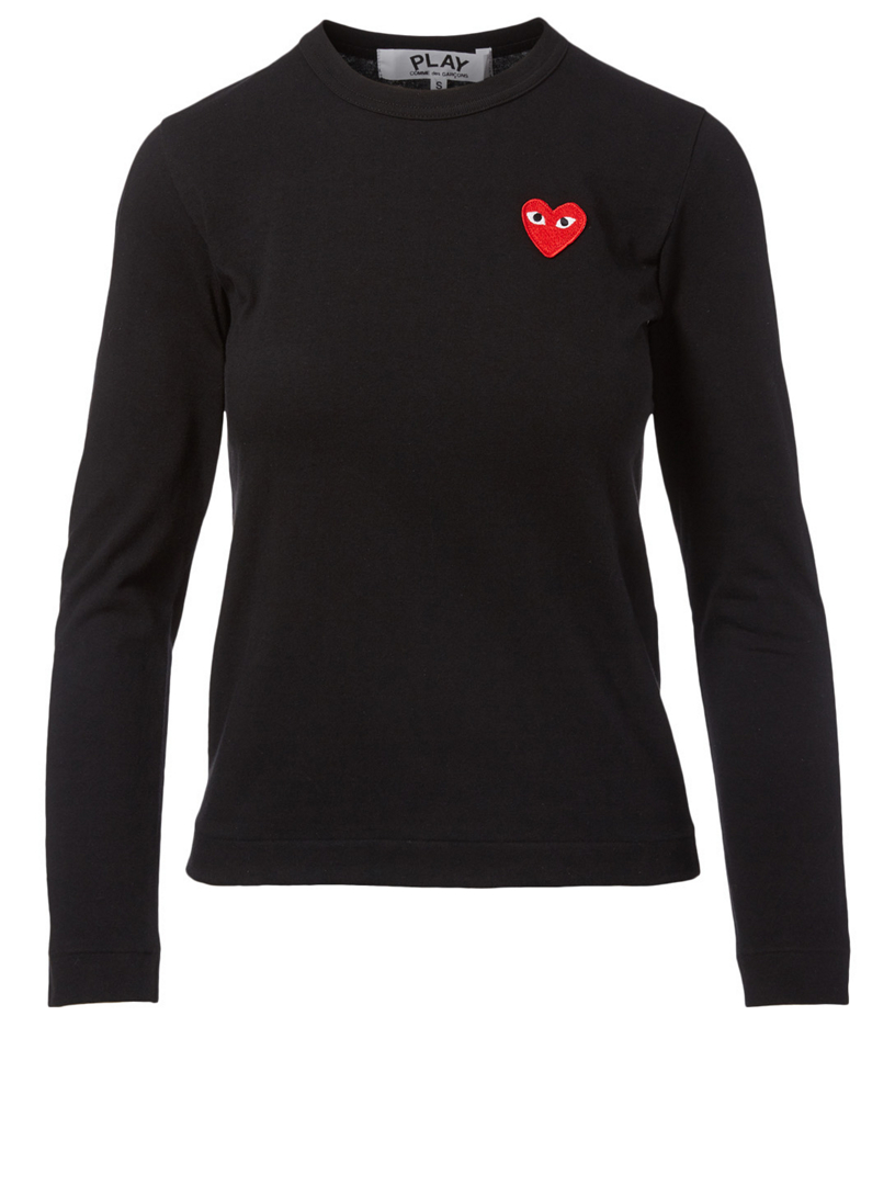 Small Embroidered Heart Long-Sleeve T-Shirt