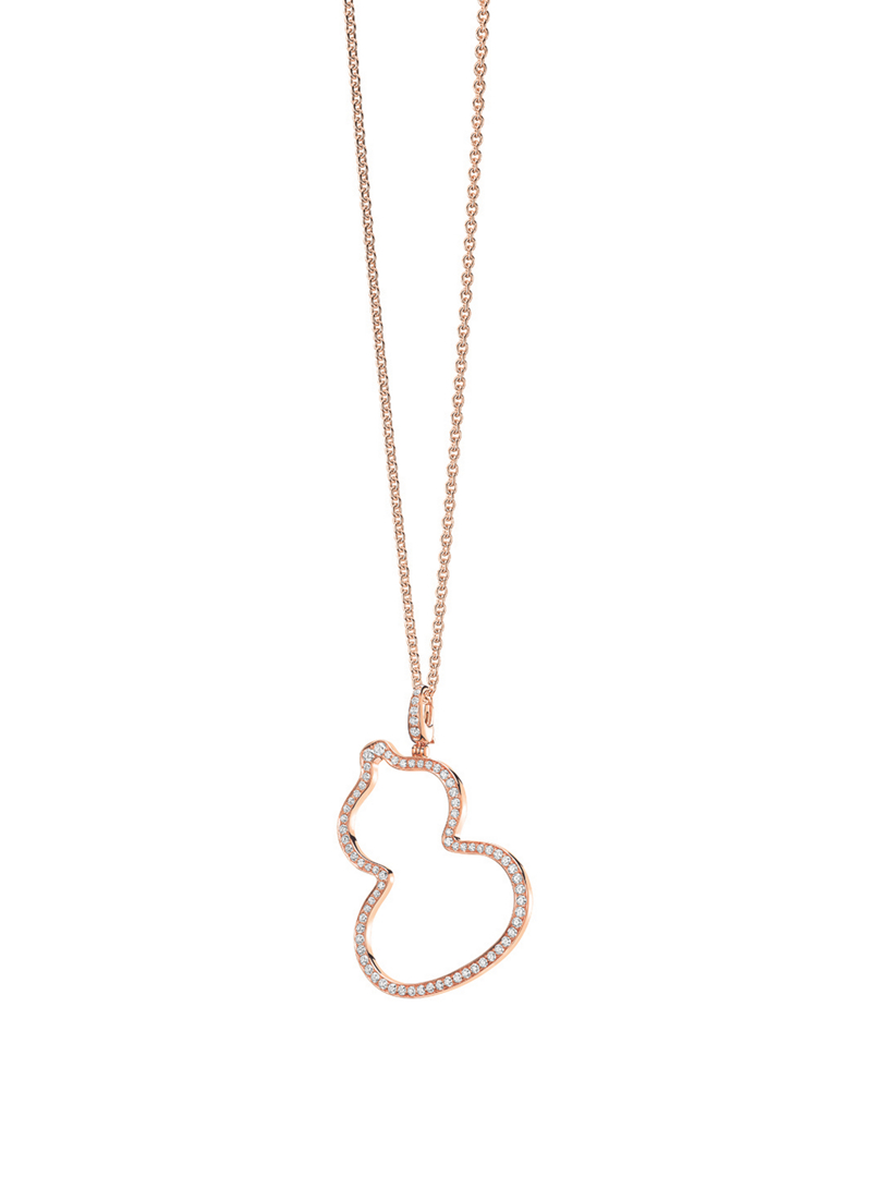 Medium Wulu 18K Rose Gold Pendant With Diamonds