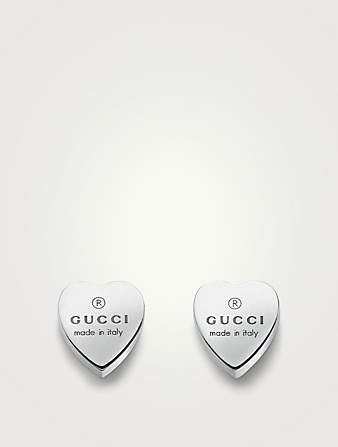 GUCCI Trademark Heart Sterling Silver Earrings  Silver