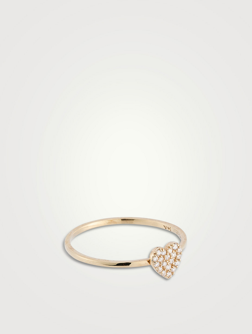 Love Letter 14K Gold Pavé Heart Ring With Diamonds