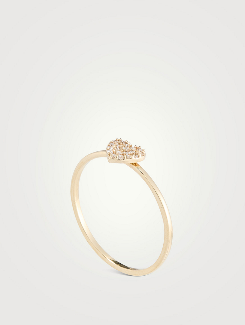 Love Letter 14K Gold Pavé Heart Ring With Diamonds