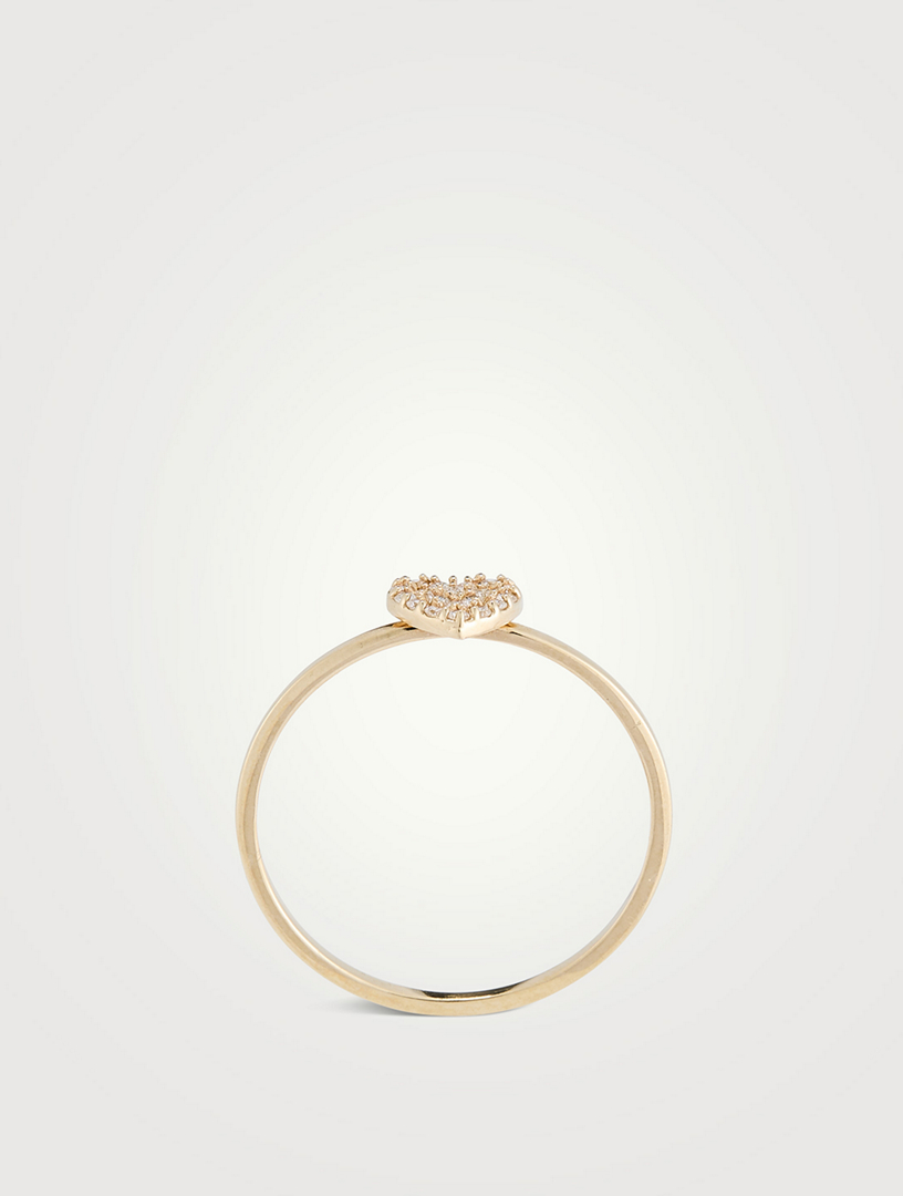 Love Letter 14K Gold Pavé Heart Ring With Diamonds