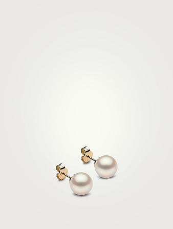 Moyens clous d'oreilles en or jaune à 18 ct décorés d'une perle