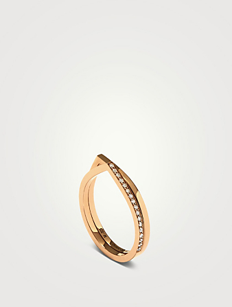 Antifer 18K Rose Gold Double Band Ring With Diamonds