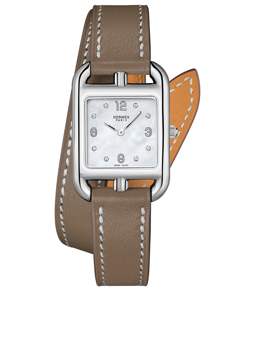 HERMES Small Cape Cod Steel Leather Strap Watch Holt Renfrew