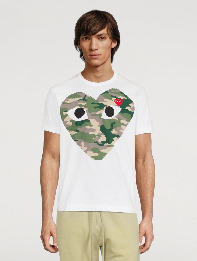 Cotton T Shirt With Camo Heart