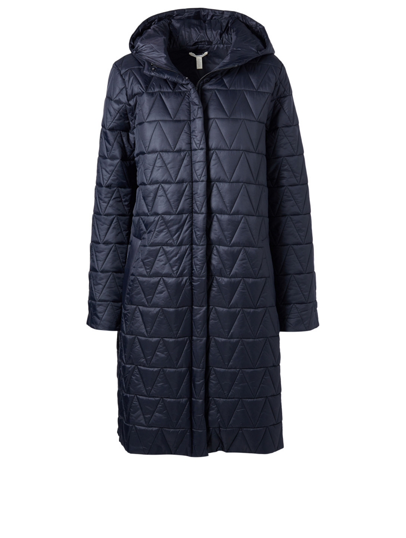 Eileen fisher hooded quilted coat sale