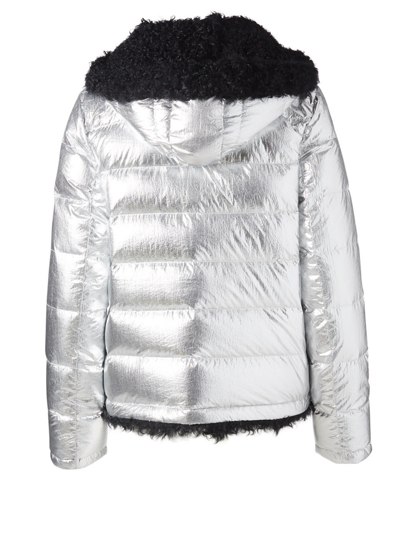 Reversible Down Puffer Coat With Fur