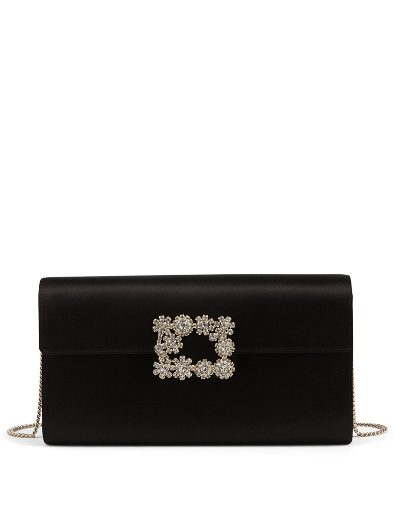 ROGER VIVIER Flower Buckle Silk Satin Envelope Clutch Bag Holt Renfrew