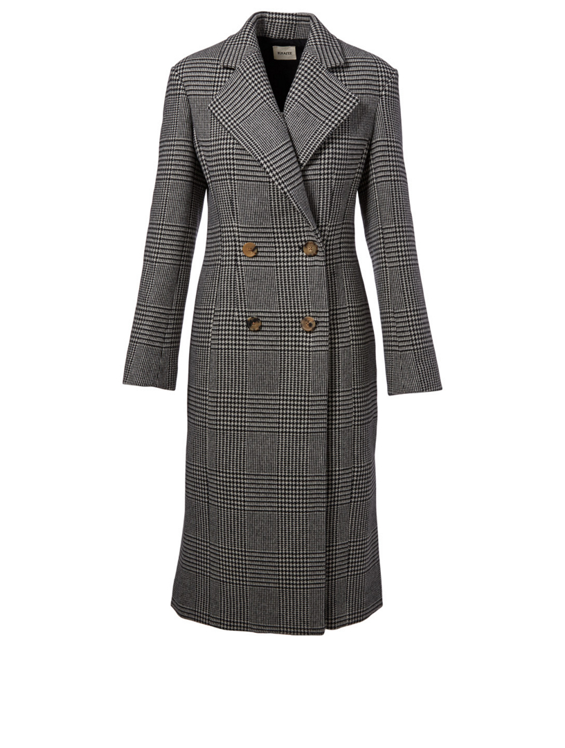 KHAITE Violet Wool Blend Coat In Houndstooth Print | Holt Renfrew