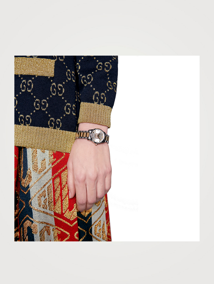 G-Timeless Feline Head Two-Tone Stainless Steel Bracelet Watch
