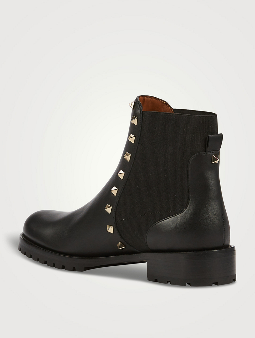 Bottes Chelsea Valentino Garavani Rockstud Beatle Noir - Taille 39.5 EU / 9.5 US - Neuves Avec Défauts Mineurs