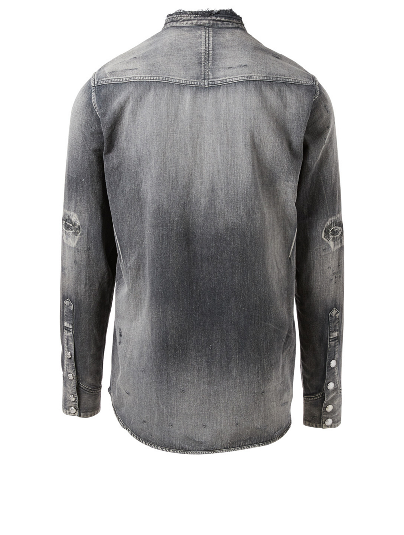 Western Distressed Denim Shirt