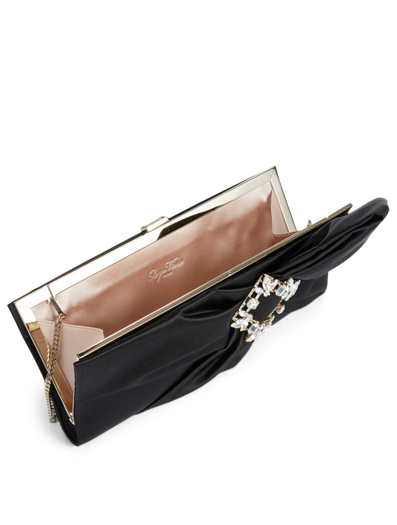 Broche Vivier Drapé Satin Clutch Bag