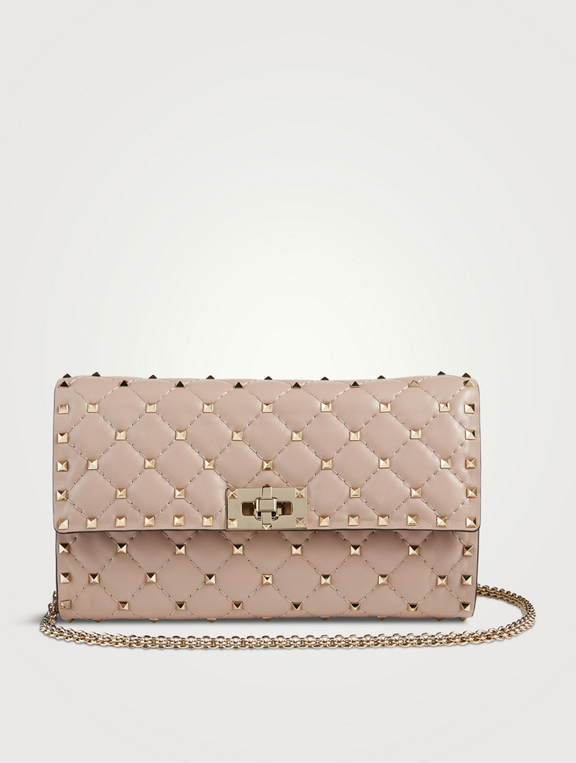 Rockstud Spike Leather Crossbody Clutch Bag