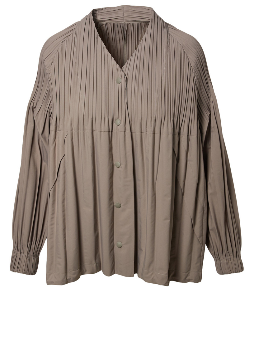 Jaunty Pleated Button-Up Jacket