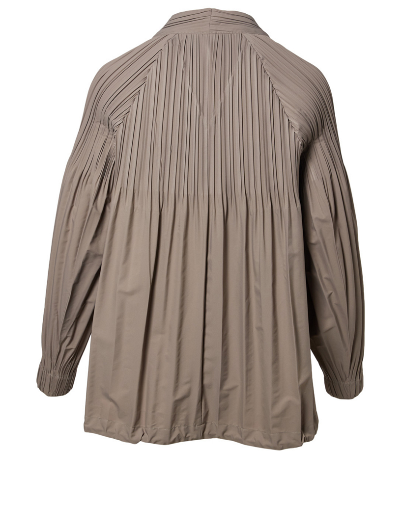 Jaunty Pleated Button-Up Jacket