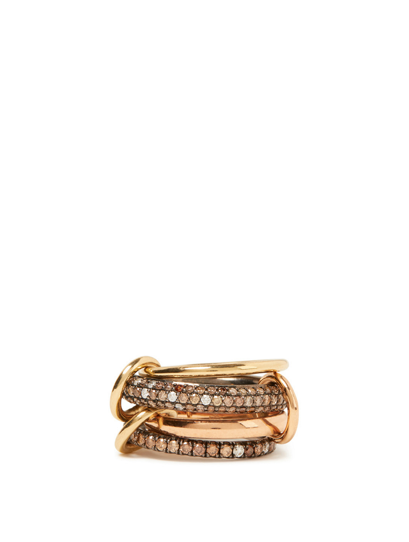 Scorpio 18K Gold And Sterling Silver Stacked Ring With Diamonds