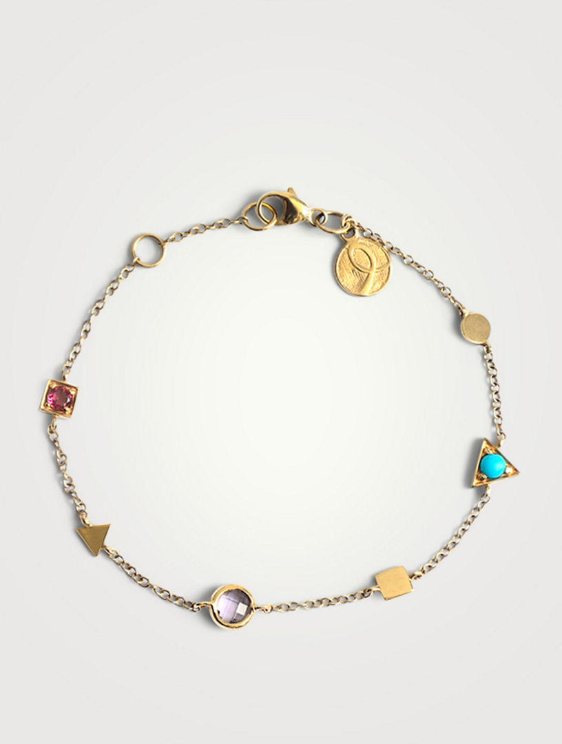 Cléo Lifesaver™ 14K Gold Bracelet With Turquoise, Pink Tourmaline And Amethyst