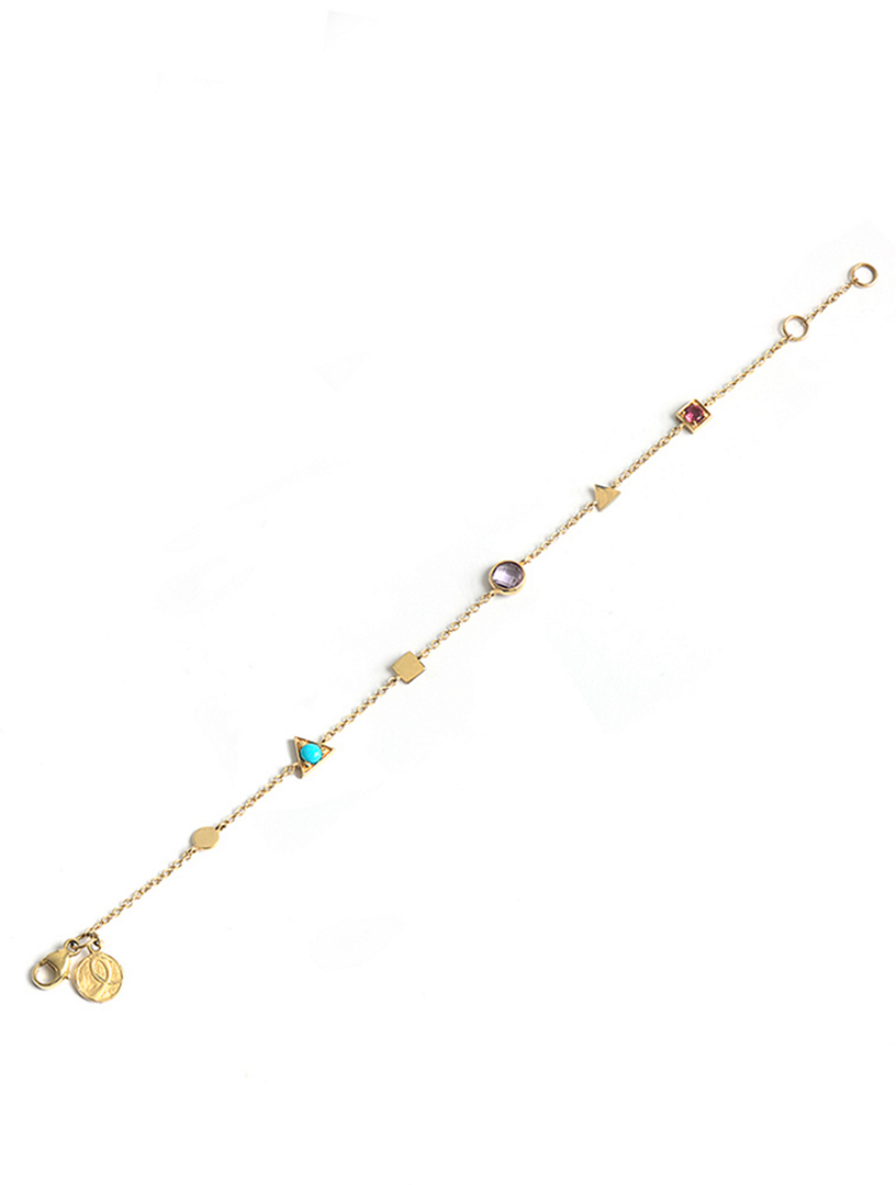 Cléo Lifesaver™ 14K Gold Bracelet With Turquoise, Pink Tourmaline And Amethyst