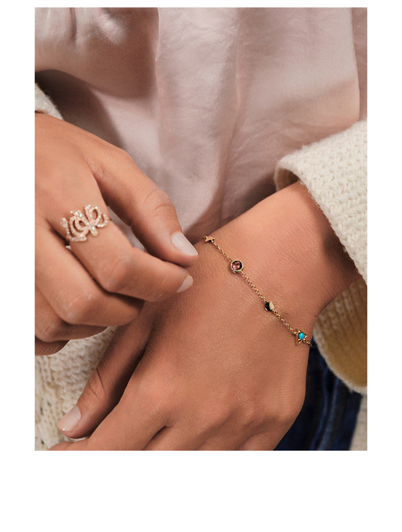 Cléo Lifesaver™ 14K Gold Bracelet With Turquoise, Pink Tourmaline And Amethyst