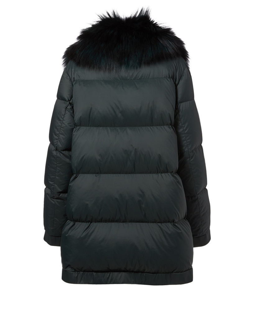 Oversized Down Puffer Coat With Fur