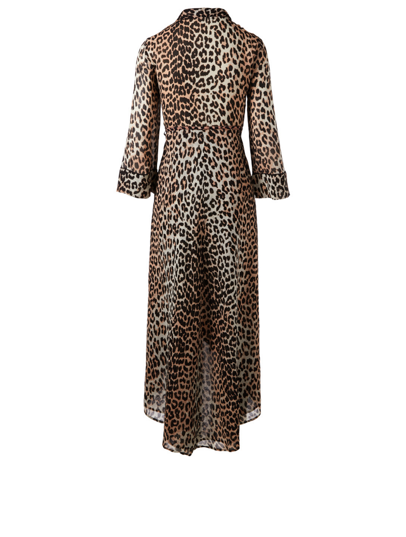 Ganni mullin georgette store leopard