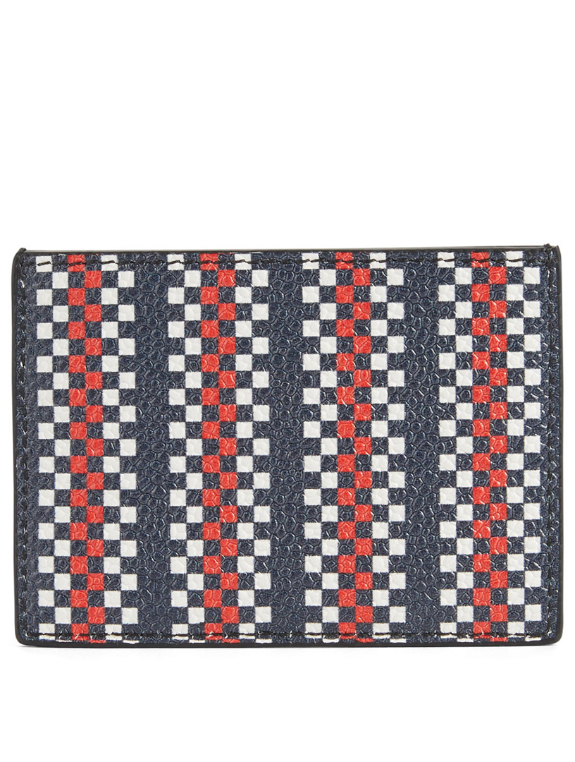 Leather Card Holder In Plaid Print