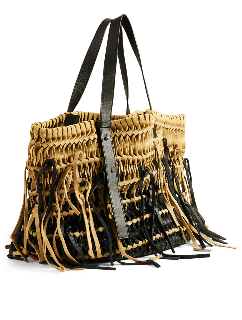 Woven Suede Tote Bag