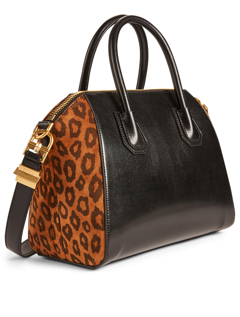 GIVENCHY Small Antigona Leather And Suede Bag With Leopard Print Holt Renfrew