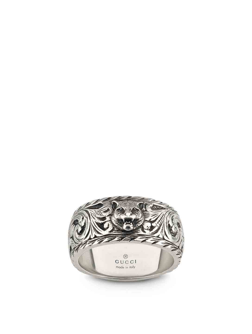 GUCCI Sterling Silver Feline Head Ring | Holt Renfrew