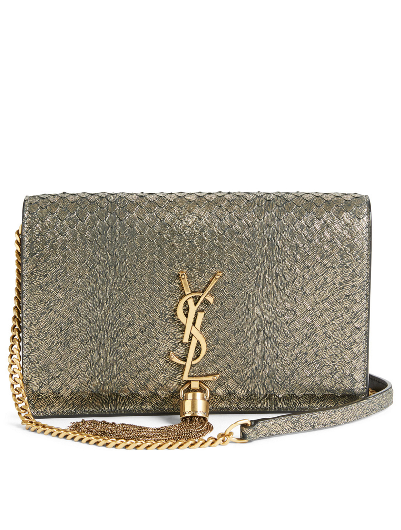 Saint Laurent Kate Monogram YSL Small Python-Effect Tassel Wallet