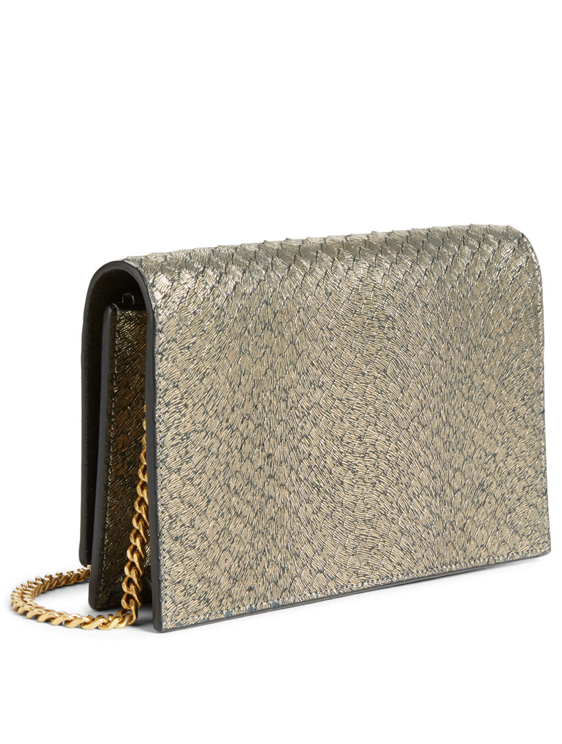 SAINT LAURENT Kate YSL Monogram Metallic Python Chain Wallet Bag