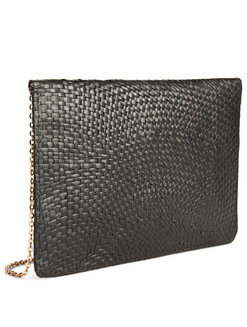 Capri Straw Envelope Clutch With Agate Clasp