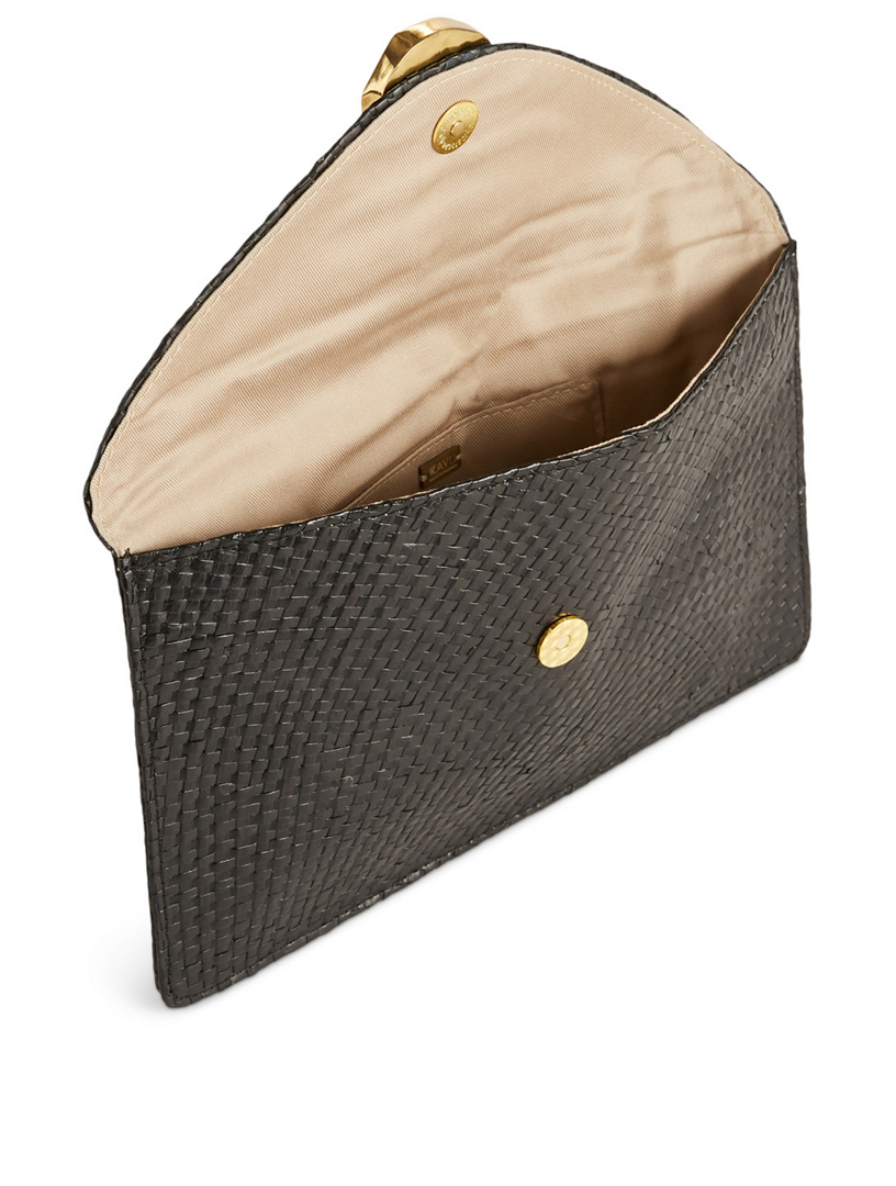 Capri Straw Envelope Clutch With Agate Clasp