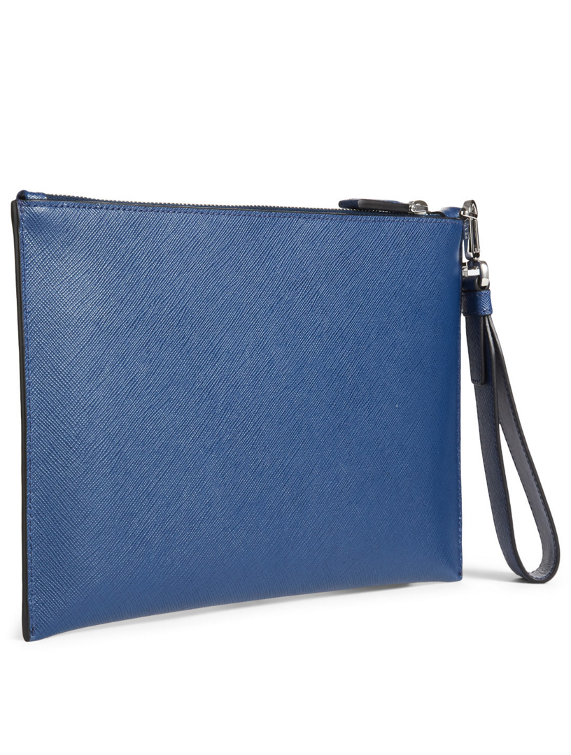 Printed Saffiano Leather Pouch