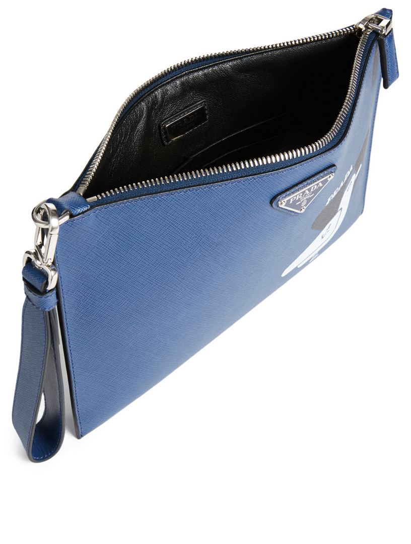 Printed Saffiano Leather Pouch