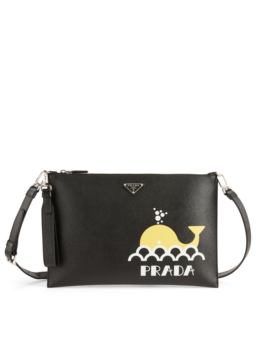 PRADA Printed Saffiano Leather Pouch With Strap Holt Renfrew