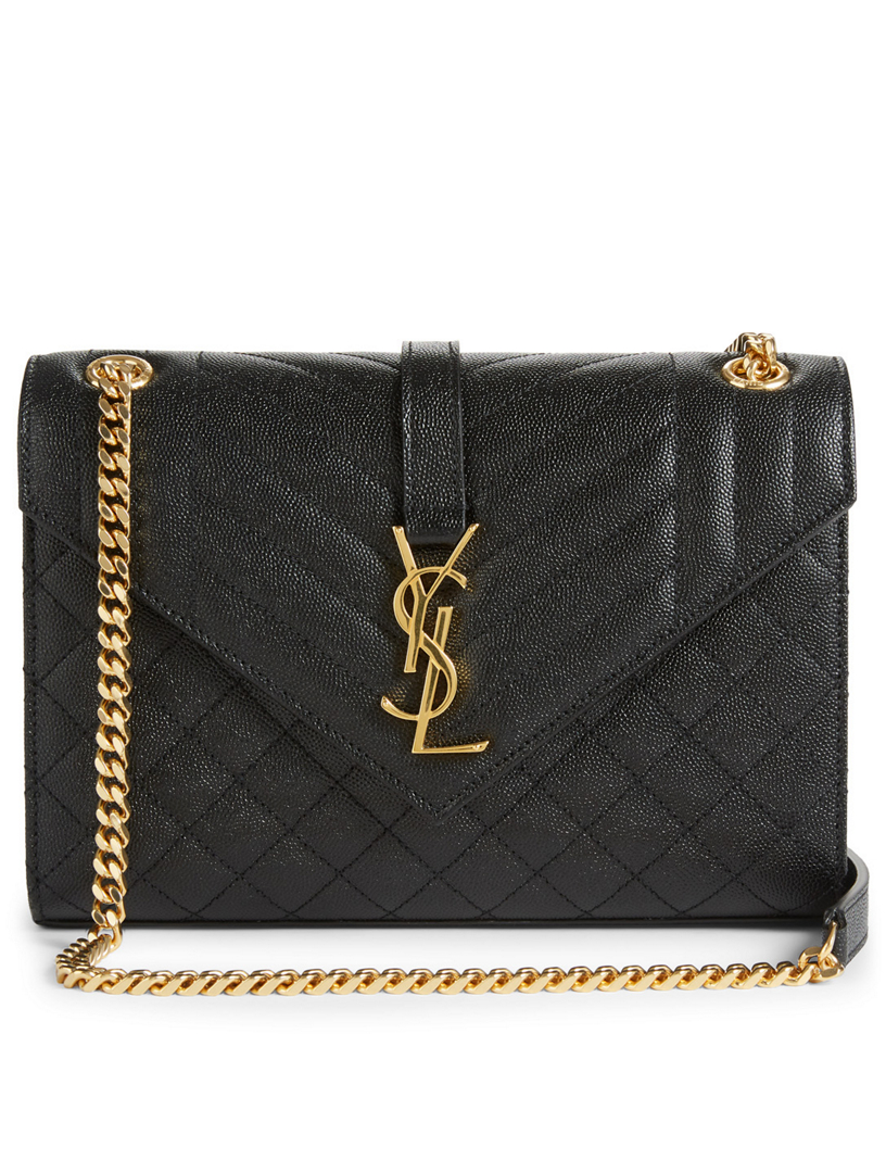 SAINT LAURENT Medium YSL Monogram Leather Envelope Bag