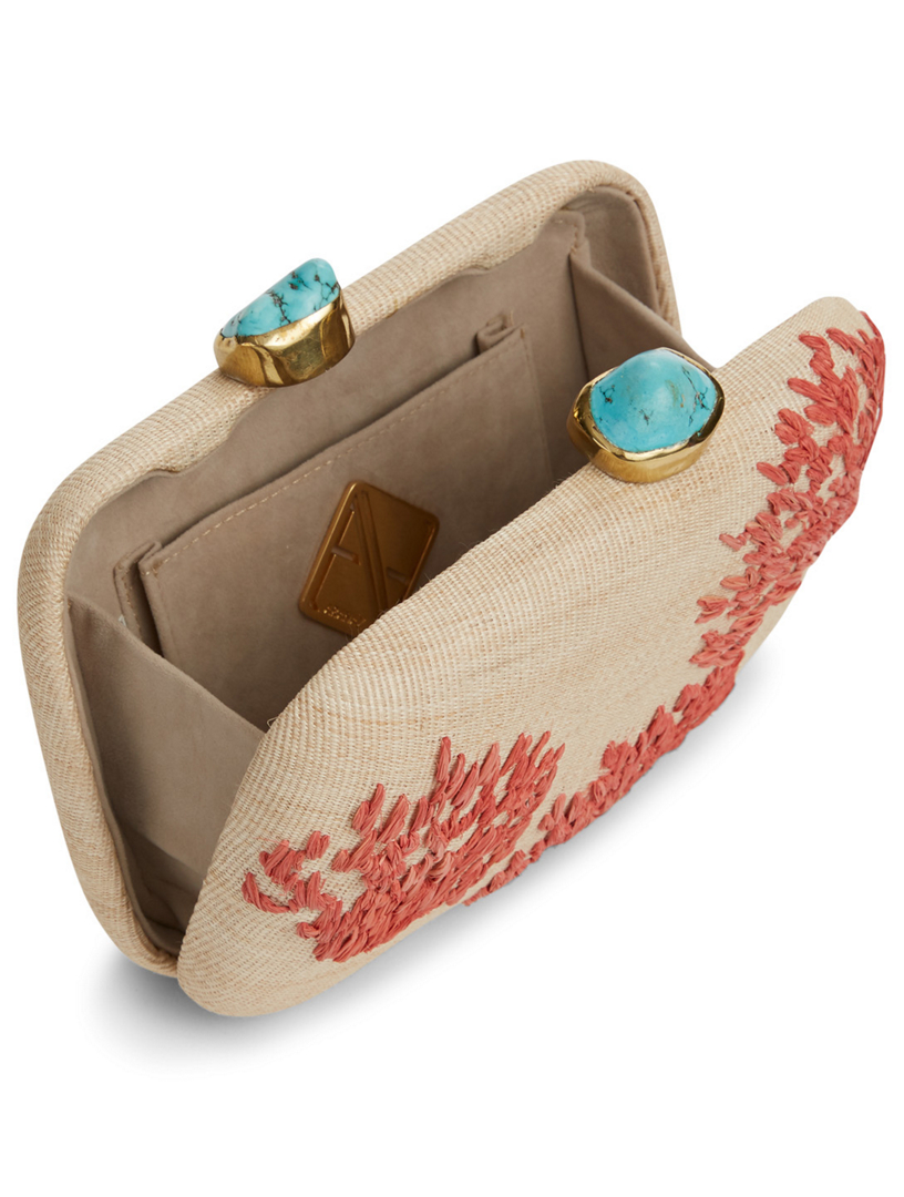 Mini Coral Embroidered Clutch