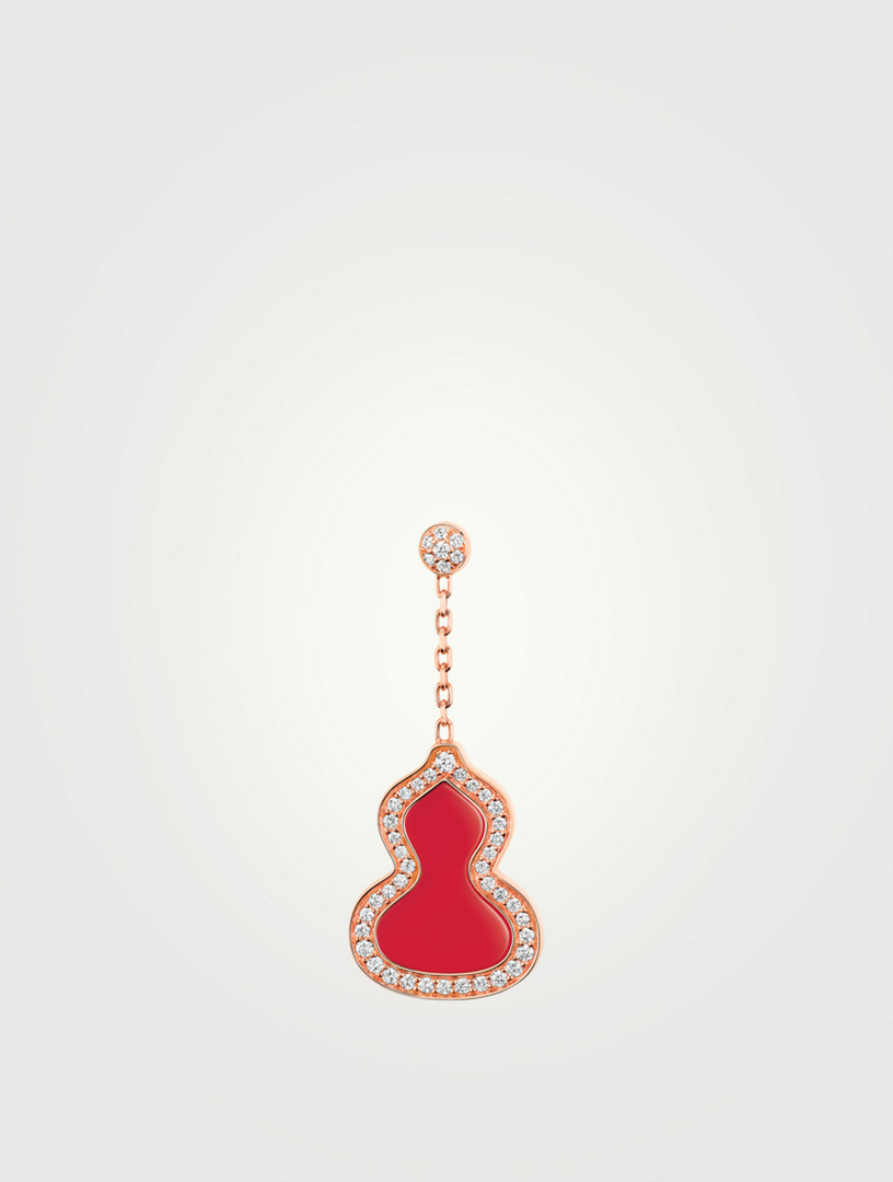 QEELIN Small Wulu 18K Rose Gold Earring With Red Agate And