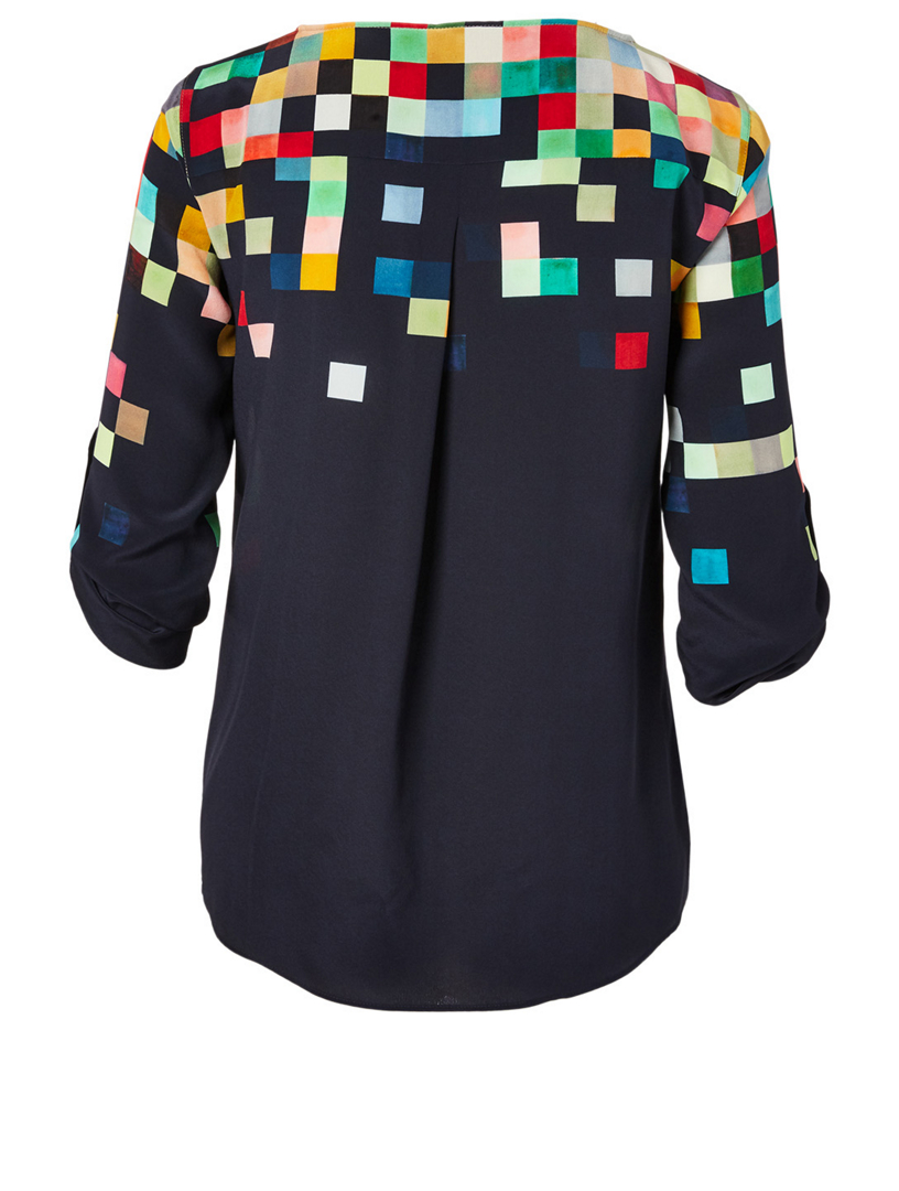Silk Blouse Pixel Print