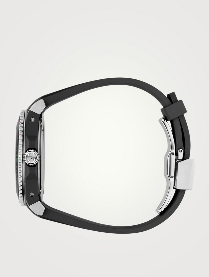 Gucci Dive Snake Stainless Steel Rubber Strap Watch