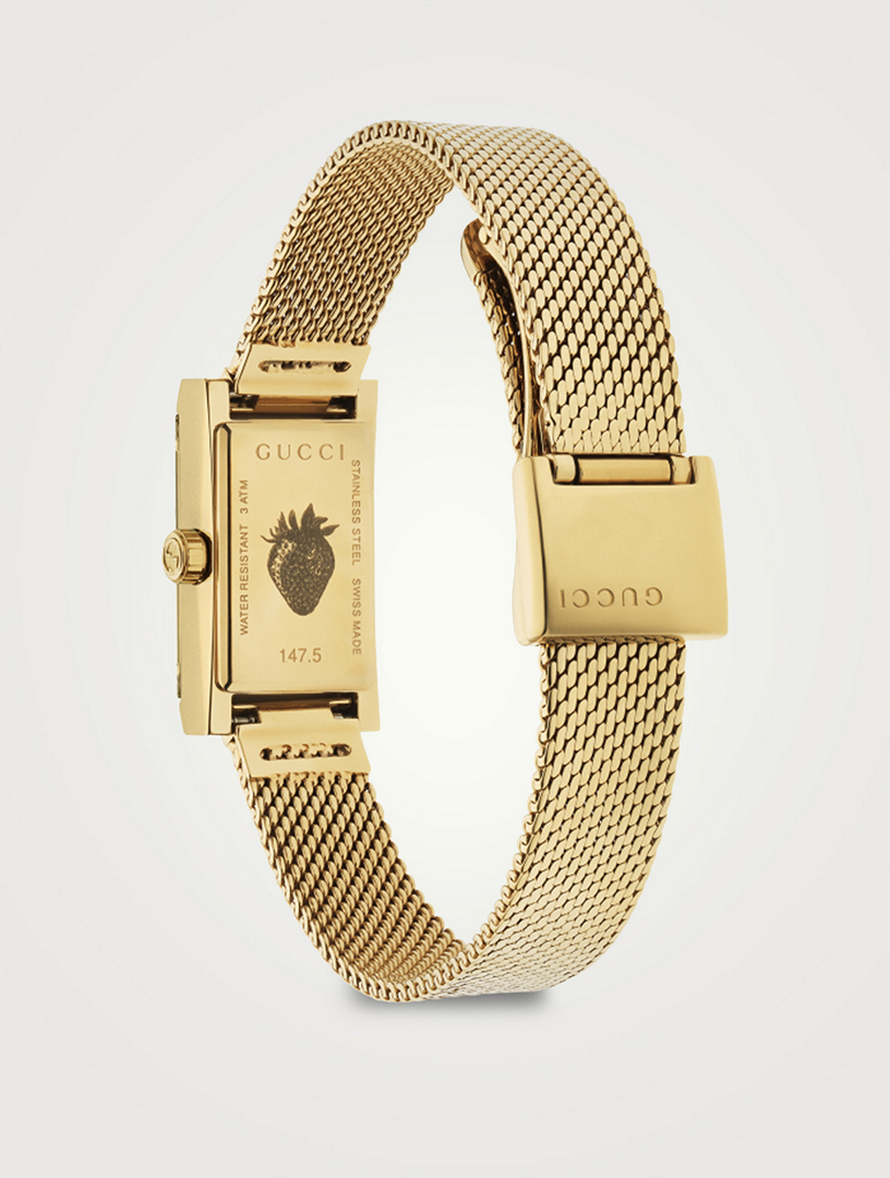 Gucci Women\'s Swiss G-Frame Gold-Tone Stainless Steel Mesh Bracelet Watch Gucci Women main image 4