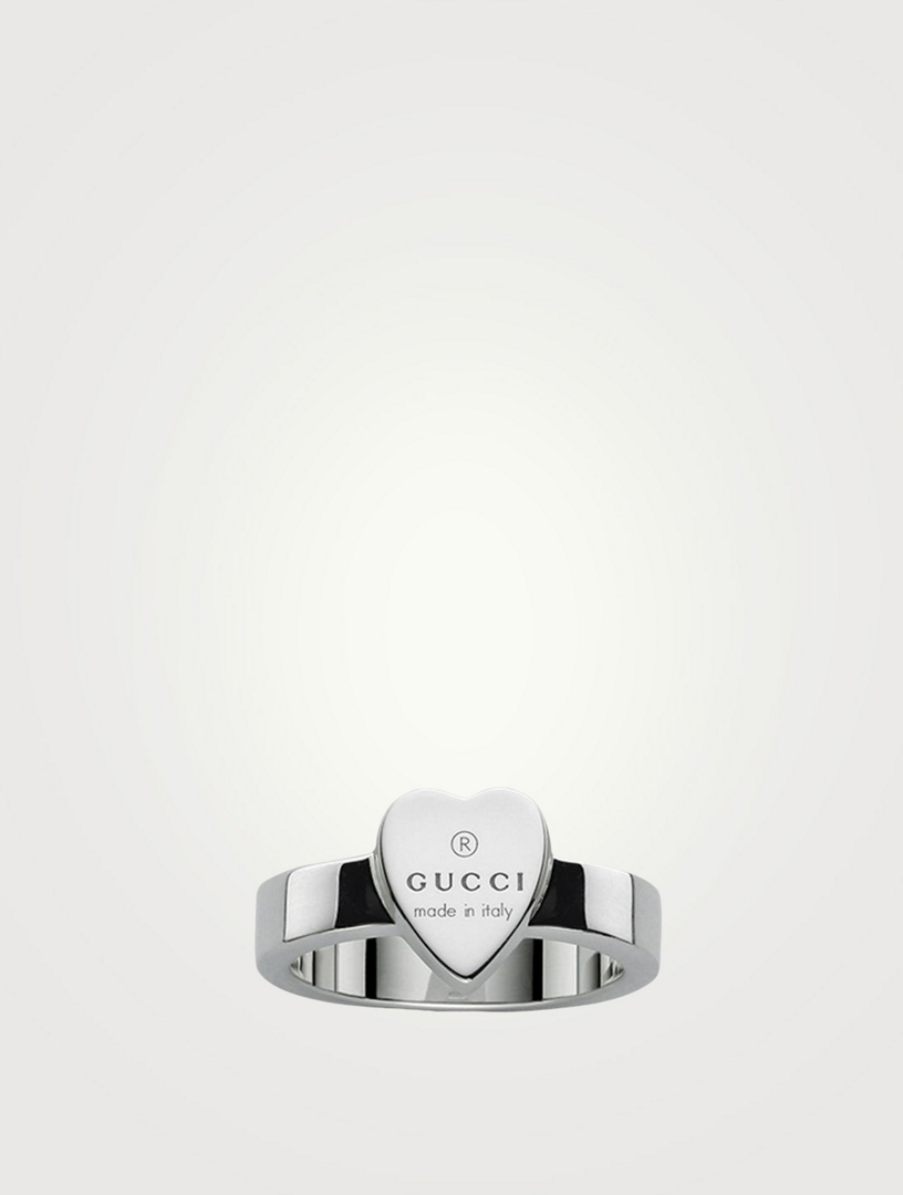 Silver Heart Ring With Gucci Trademark