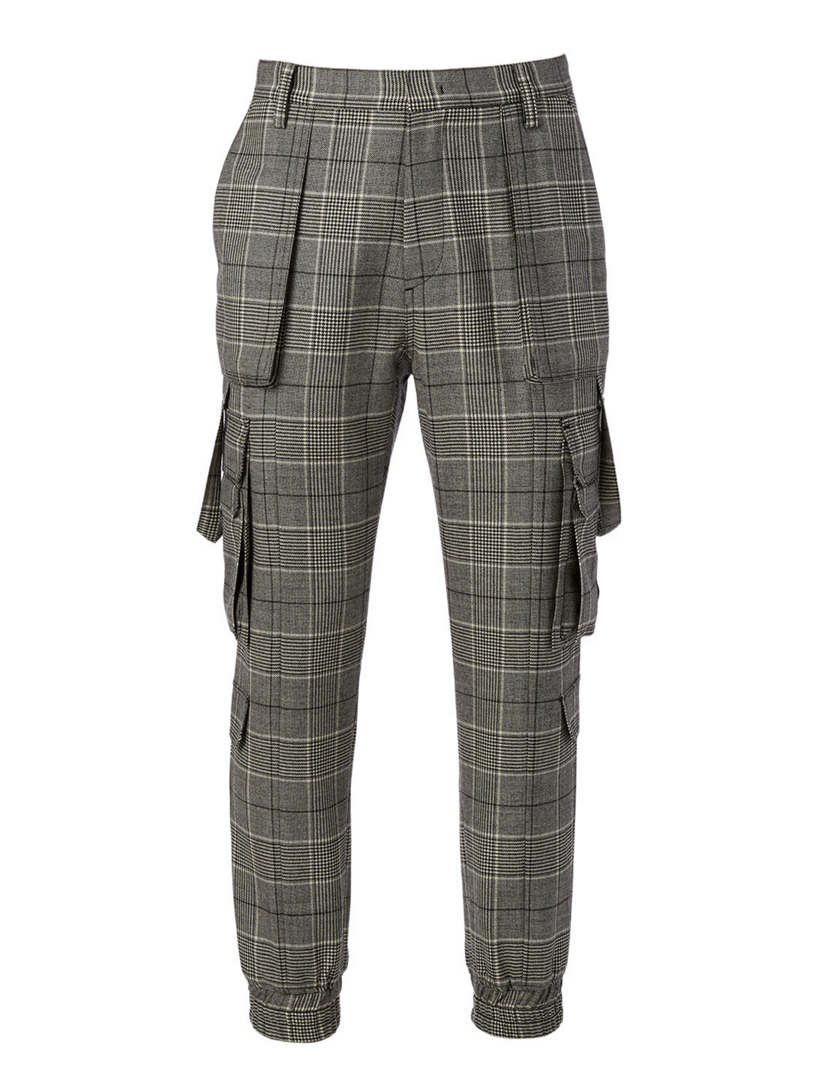 Wool Jogger Pants In Plaid Print