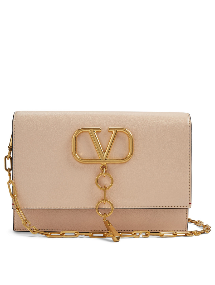 Valentino Garavani VRing Crossbody Bag Leather Small Neutral