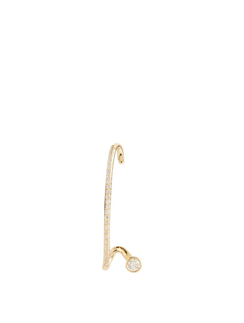 Crescendo Flare 18K Gold Left Earring With Diamonds