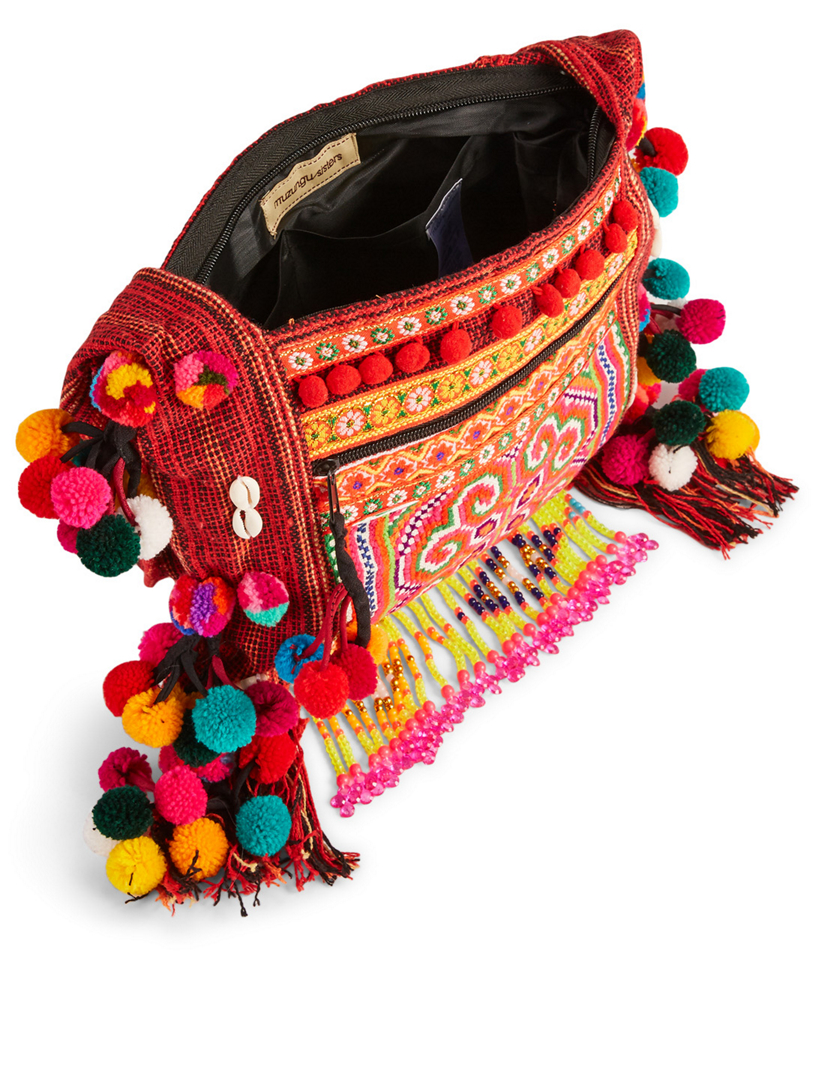 Embroidered Textile Shoulder Bag